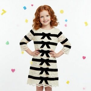 Halabaloo Elegant Navy Blue and Cream Lace Kids Dress Sz 4 NWT